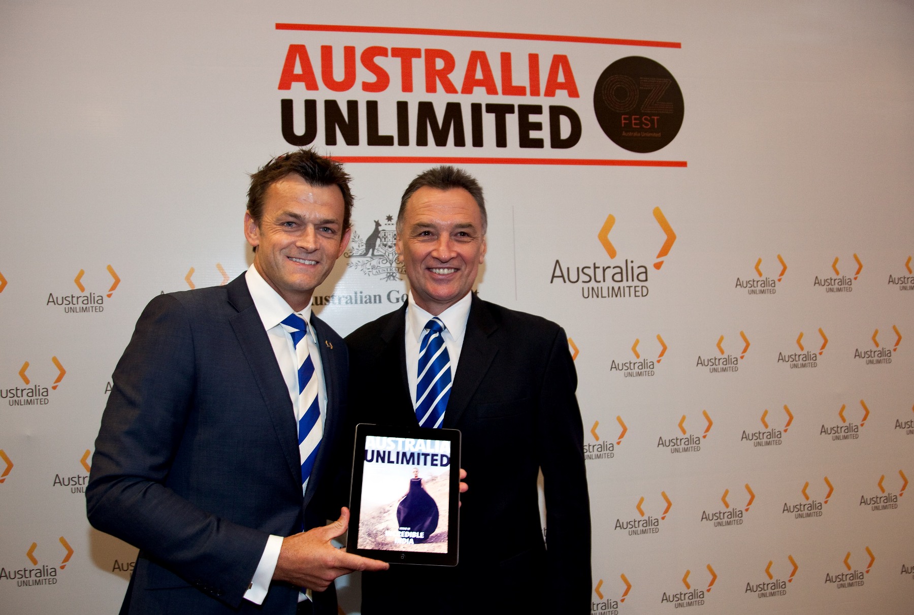 Adam Gilchrist & Hon Dr Craig Emerson at the launch of Australia Unlimited 1
