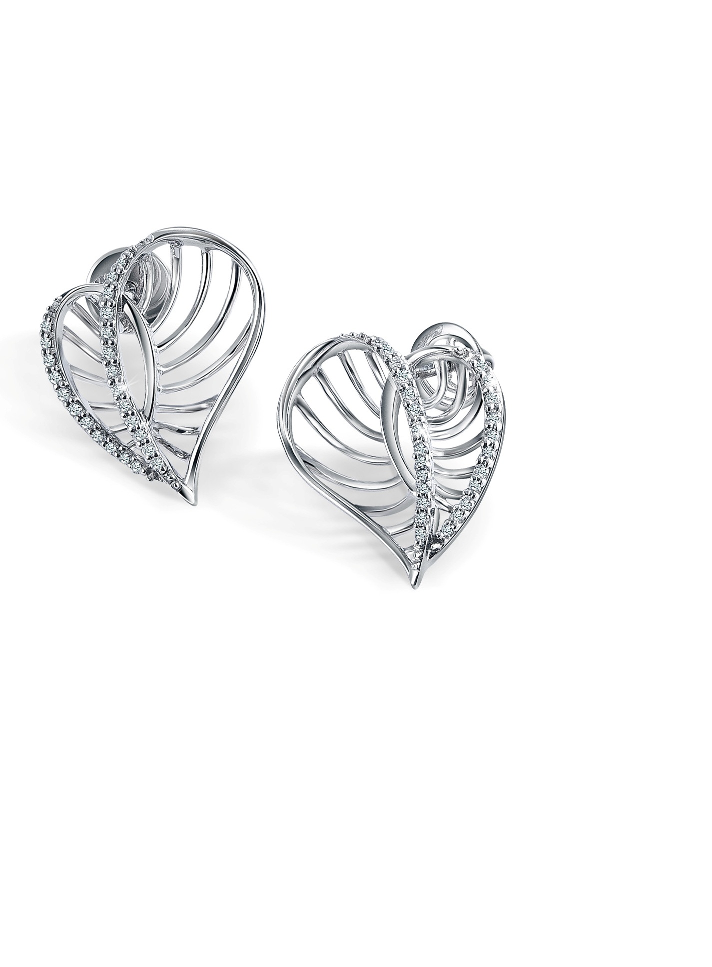 Heart Shaped Platinum Earrings