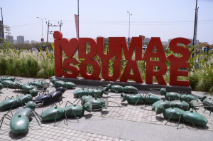 I Love Dumas Square with Paresh Maity's Ants installation