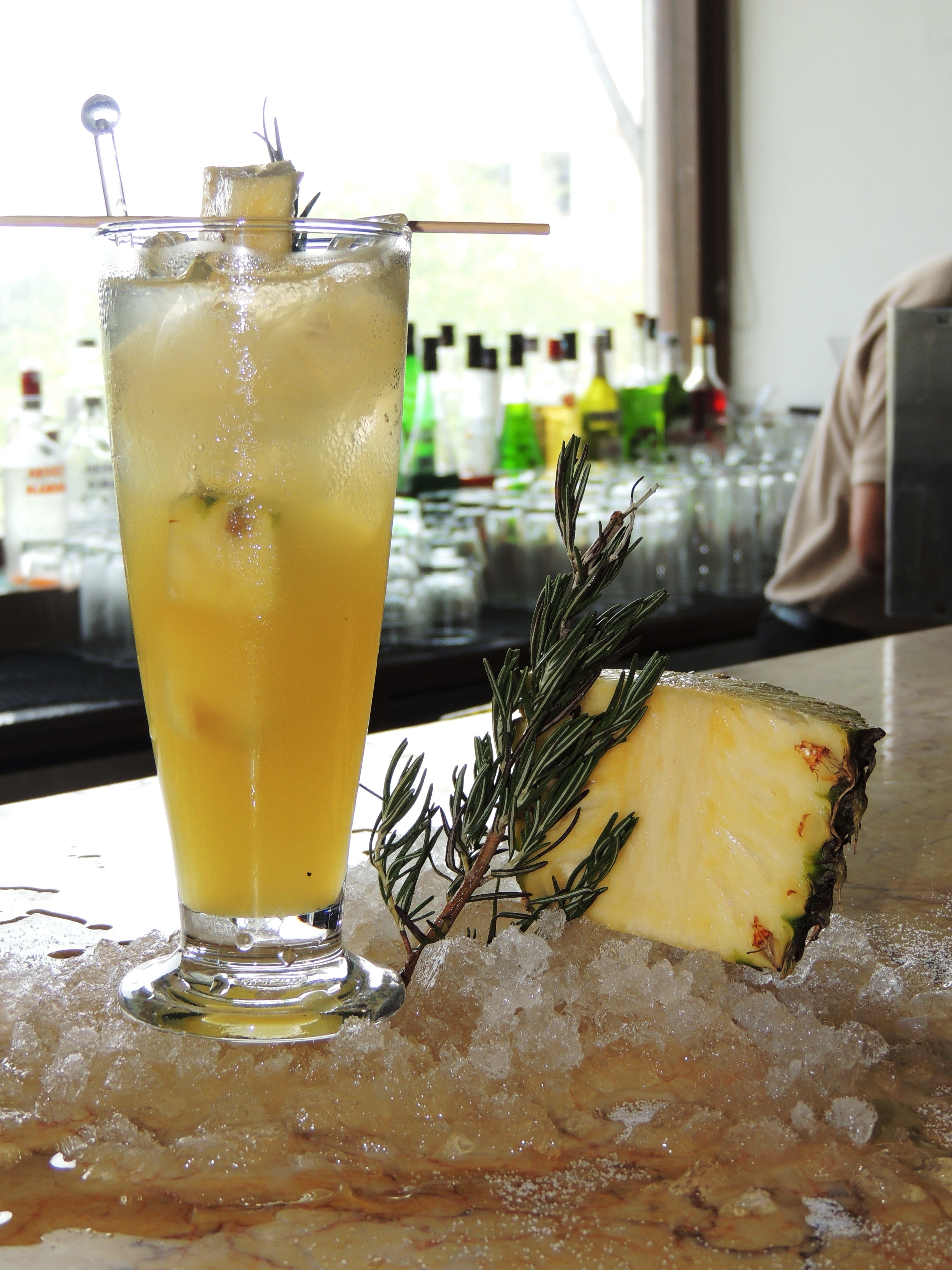 Rum  Pineapple and Rosemary cooler