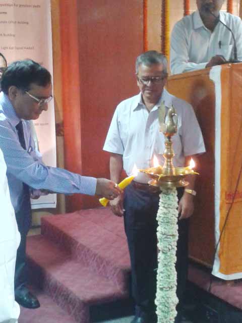 Lighting of the Lamp by Mr Sushim Banerjee  Director General  INSDAG (LEFT) and Dr. S P Gon Chaudhuri  President NB I_