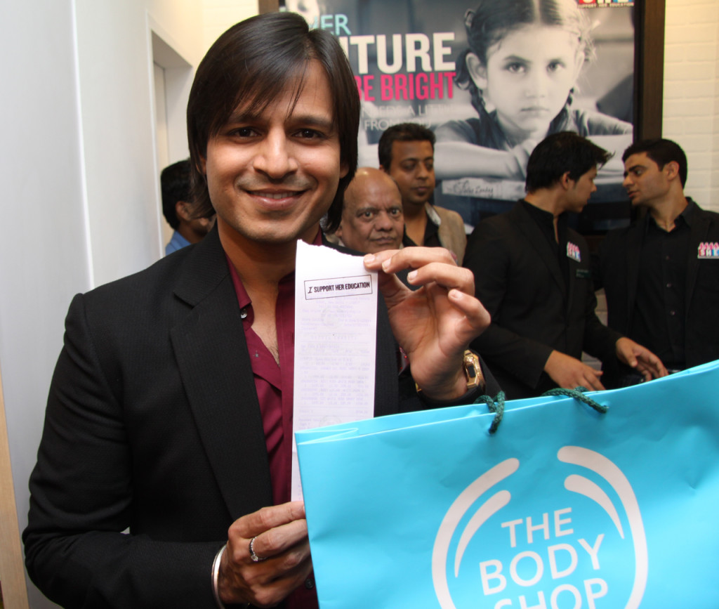 Actor Vivek Oberoi shopping at The Body Shop store for SHE- Support her education campaign
