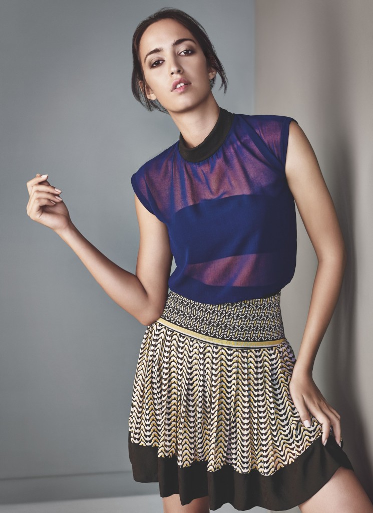 AND AW '14 Sheer Midnight Blue Top & Retro Pleated Skirt
