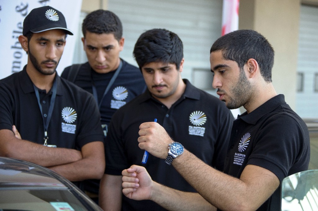 Mohammed Al Mutawaa (right), who became the first Arab driver to be admitted into the Academy in 2012, is one of the driving instructors this week