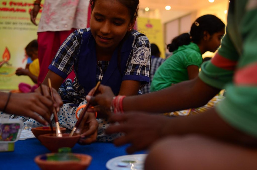 Deepjyoti NGO Kids enjoying the Diwali Diya Making & Greeting card making in S_