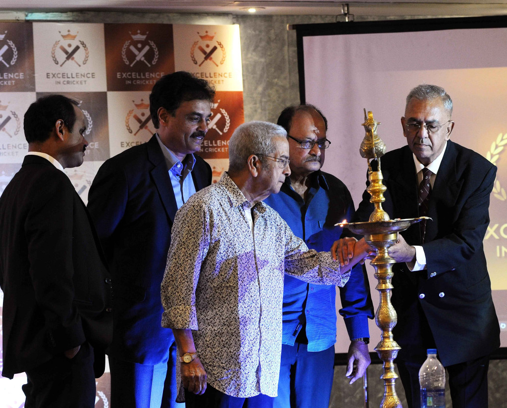 Former India captain Dilip Vengsarkar and Venkatesh Rao of (EIC) launch Excellence in Cricket (EIC)