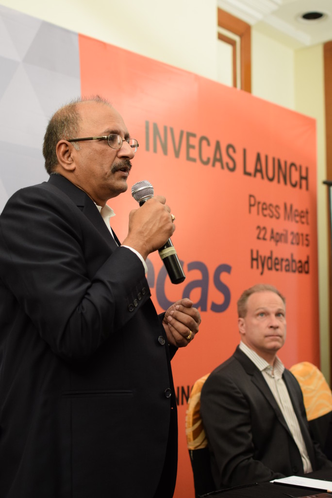 Dasaradha R Gude  CEO   INVECAS addressing the media