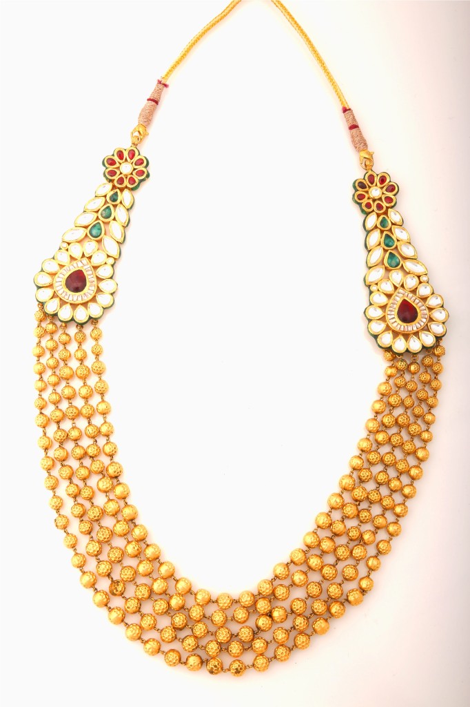 GOLD WEIGHT 164.500GMS MADE IN 22KT WITH SPECIAL KUNDAN FUSION_COST  RS 4 75 000