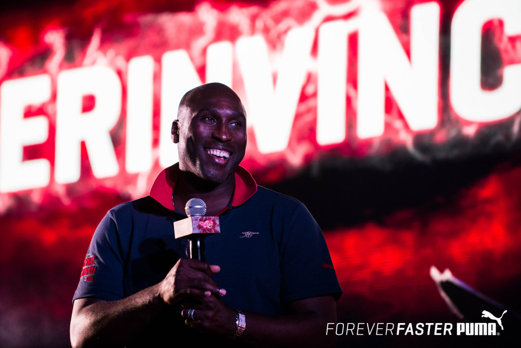 Arsenal legend Sol Campbell relives his glory days at the launch of the PUMA- Arsenal kits in India for the 2015-2016_