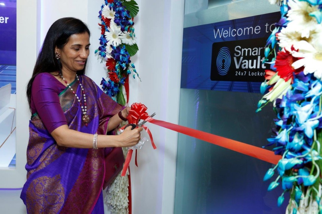 Ms. Chanda Kochhar  MD and CEO  ICICI Bank inaugurates  'Smart Vault'  a fully automated locker in New Delhi