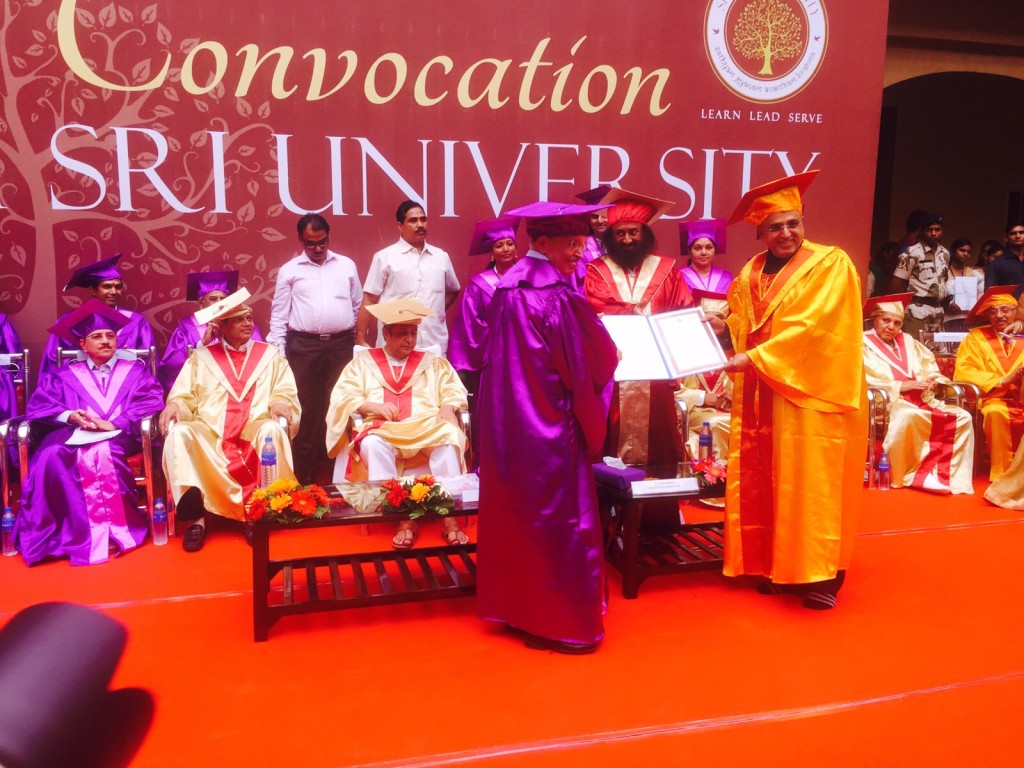 Dr. R. Seetharaman Conferred with Ph.D. Degree in _Green Banking and Sustainability _at Sri Sri University
