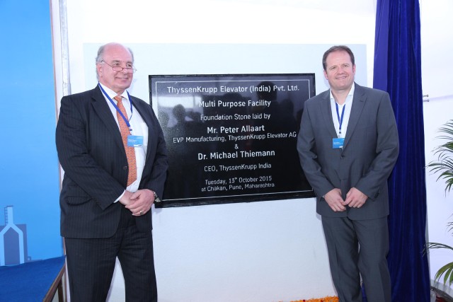 Dr. Michael Thiemann with Mr. Peter Allaart at the ground breaking ceremony of ThyssenKrupp Elevator's Multi Purpose _