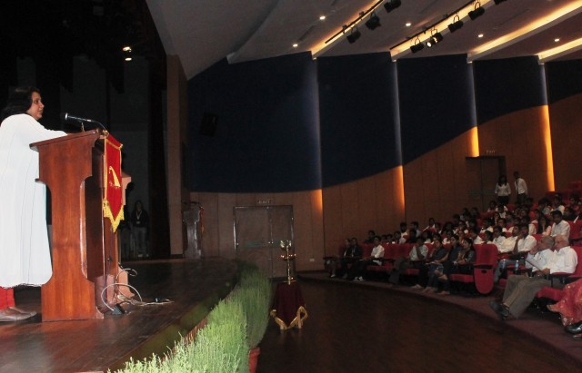 Ms. Sonia Shrivastava addressing the students at The Northcap University Gurgaon
