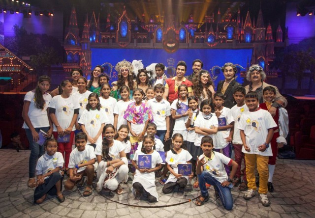 NGO kids with the cast of Beauty and the Beast