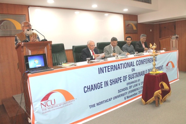 Prof. Puspesh Pant discussing importance of sustainable development to students
