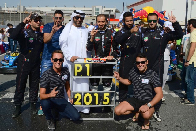1. Champions Dubai Falcon Racing Team with Dubai Autodrome UAE Liaison officer Abdullah Lanjawi