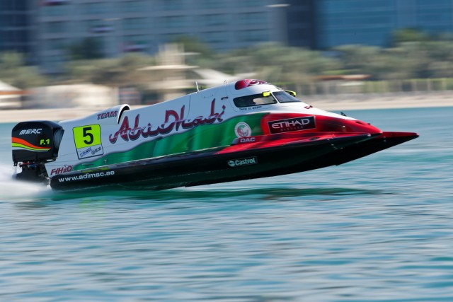 U.A.E. - Abu Dhabi, Thani Al Qamzi of UAE of the Team Abu Dhabi - UIM F1 H20 Grand Prix of Abu Dhabi. December 9-11, 2015. Picture by Simon palfrader/Idea Marketing - Free editorial use only.