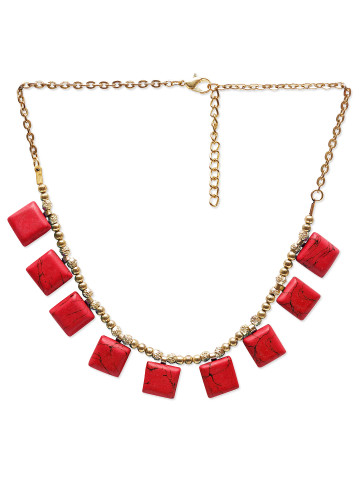 brick red beaded necklace Rs 499