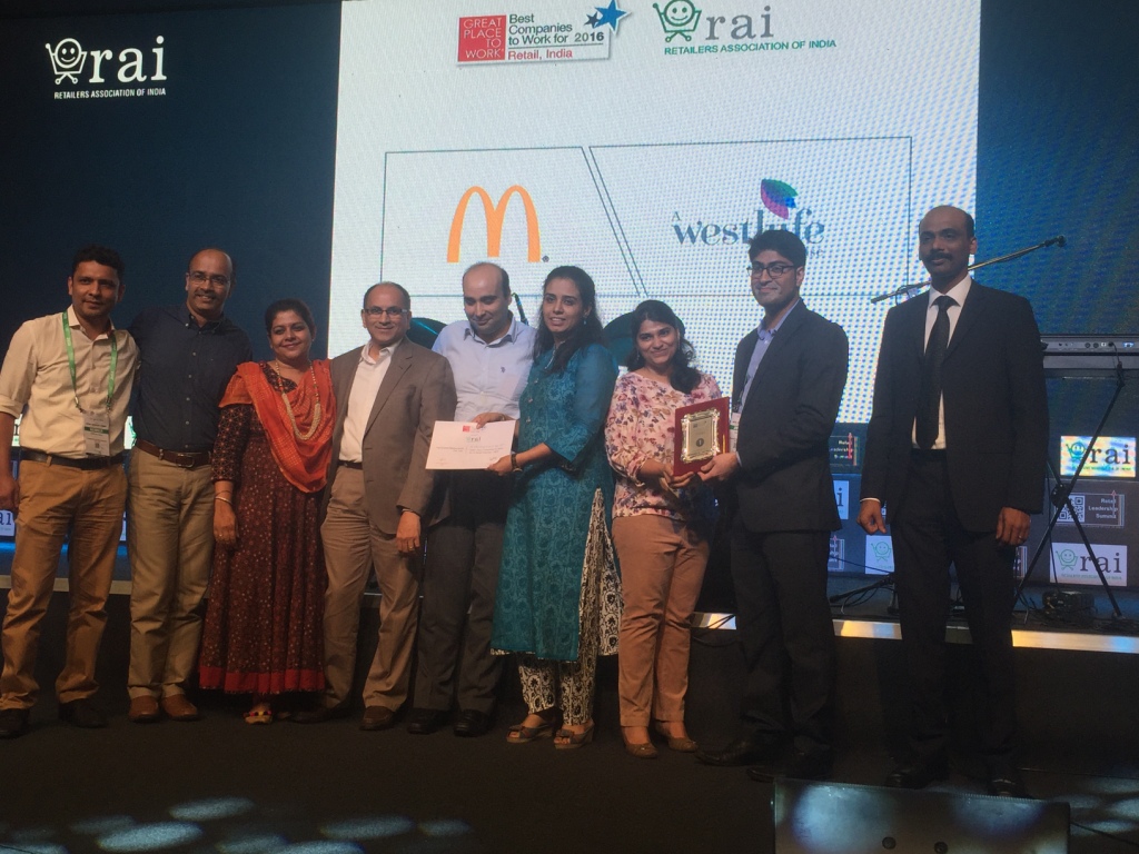 McDonald's IndiaR (West & South) ranked No. 1 Best Workplace in Retail in India 2016