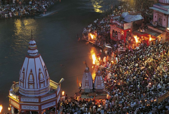 The Kumbh Mela is a Hindu pilgrimage that occurs four times every twelve years and rotates among four locations: Allahabad (Prayag), Haridwar, Ujjain and Nasik.