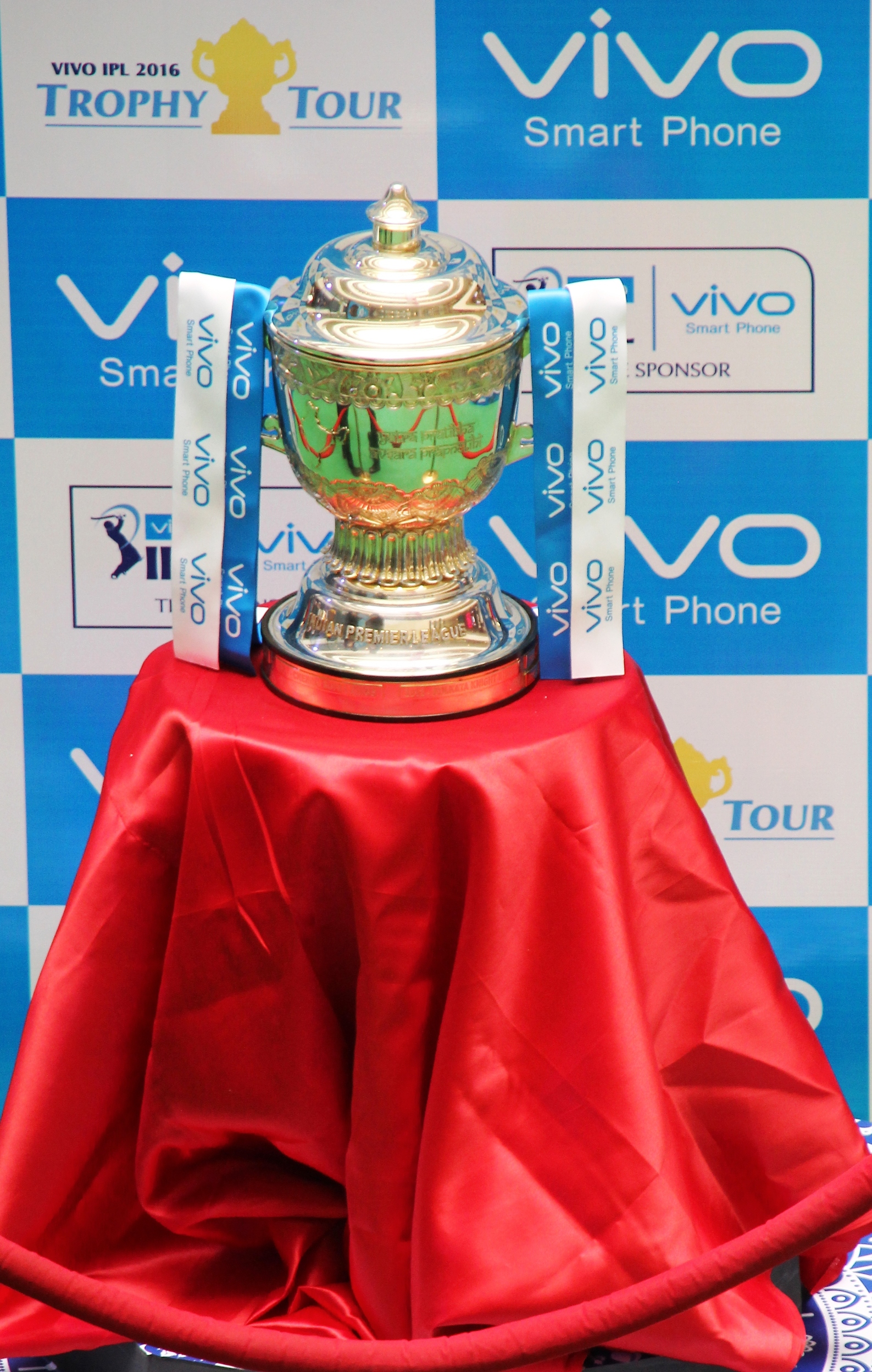 VIVO IPL trophy showcased during the VIVO IPL trophy tour in Hyderabad on March 20  2016