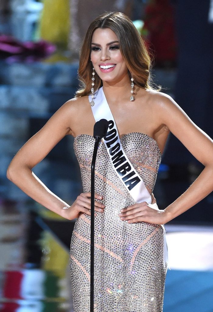 Columbian Vice-miss Universe 2015 ARIADNA GUTIERREZ  adorned sparkling PRECIOSA stones dress by Designer ALFRED BARRAZY