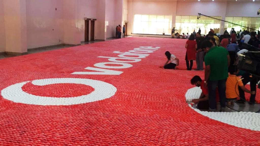Vodafone UP East creates Guinness World Reord for making the largest disposable cup mosaic in Lucknow