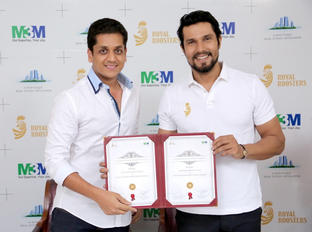 Mr. Pankaj Bansal  Director  M3M India with Randeep Hooda MoU signing in Gurgaon