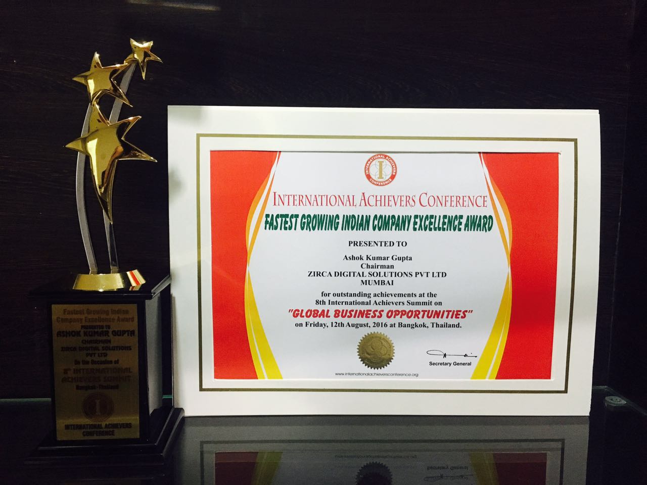 Fastest Growing Indian Company Excellence Award