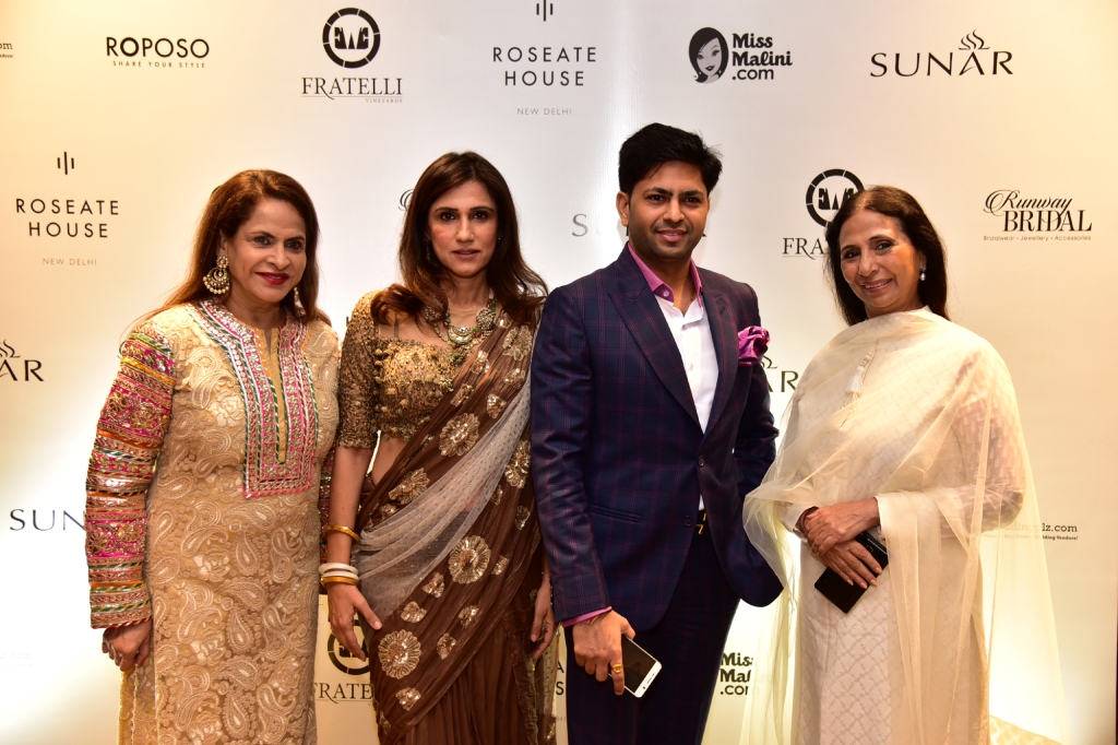 Entrepreneur Ramola Bachchan  Designer Rina Dhaka CMD Sunar Jewels Praveen Goel and Designer Leena Singh at the Previ_
